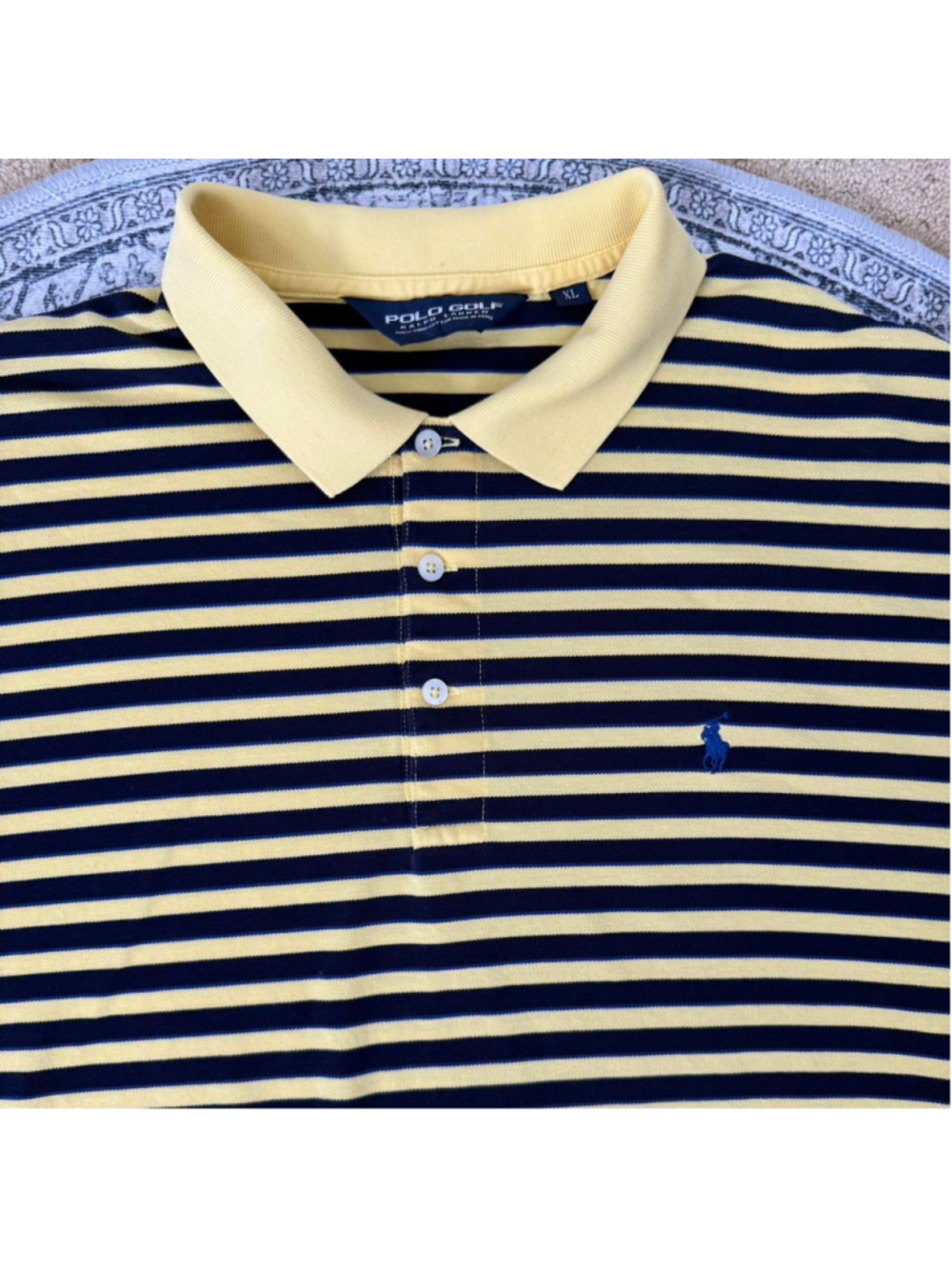 Y2k Polo Golf Ralph Lauren yellow + black striped polo shirt - Size XL